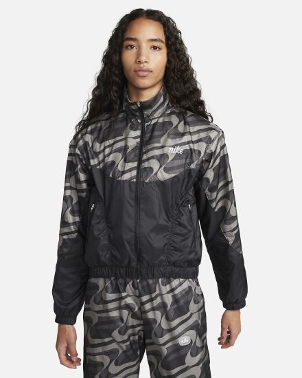 Chaquetas Nike Sportswear Icon Clash Woven Allover Print Mujer Negras Blancas | SAEWN-0842
