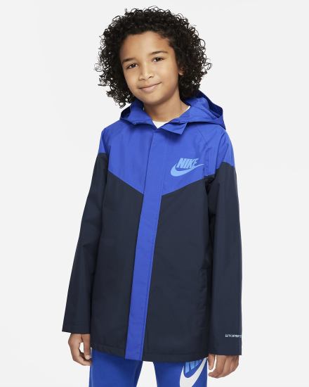 Chaquetas Nike Sportswear Storm-FIT Windrunner Kids Niño Azul Real Azul Marino Azules | MUSBZ-3628