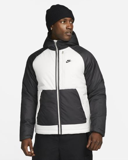 Chaquetas Nike Sportswear Therma-FIT Legacy Hooded Hombre Gris Oscuro Negras | MZNLC-9082