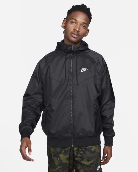 Chaquetas Nike Sportswear Windrunner Hooded Hombre Negras Blancas | LQFEZ-5013