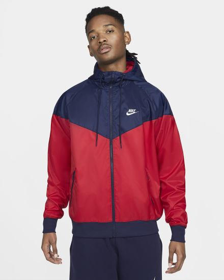 Chaquetas Nike Sportswear Windrunner Hooded Hombre Rojas Azul Marino Rojas Blancas | WHXBA-0483