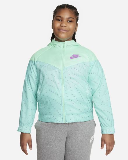 Chaquetas Nike Sportswear Windrunner Kids Full-Zip (Extended Size) Niña Verde Menta Moradas | JQFHT-2760