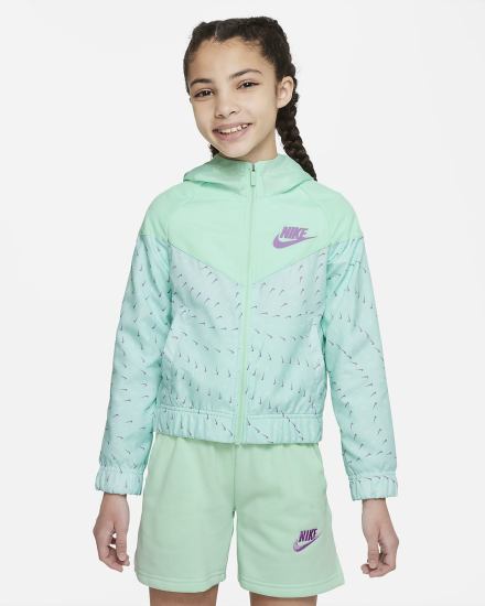 Chaquetas Nike Sportswear Windrunner Kids Full-Zip (Extended Size) Niña Verde Menta Moradas | KFEDU-2749