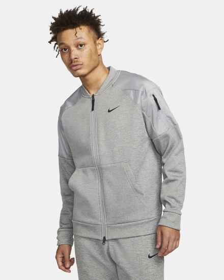 Chaquetas Nike Therma-FIT Training Full-Zip Bomber Hombre Gris Oscuro Negras | XGLFI-1780