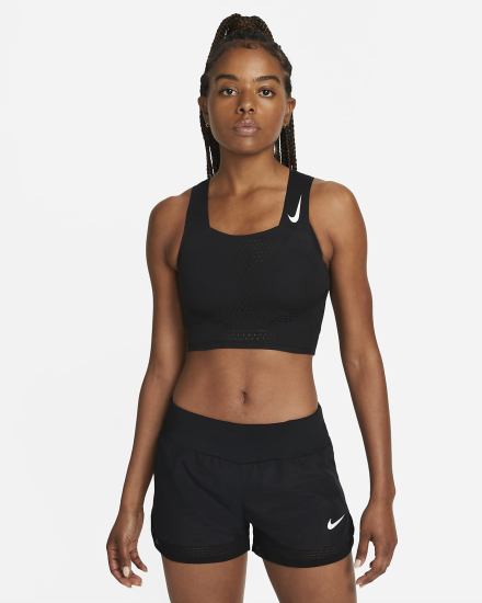 Crop Top Nike Dri-FIT ADV AeroSwift Running Crop Top Mujer Negras Blancas | NMWSU-0348