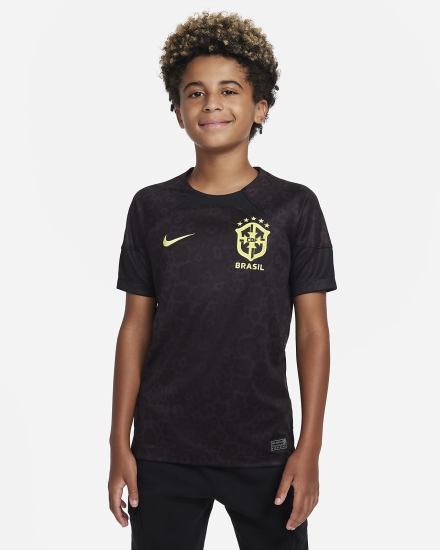 Jersey Nike Brazil 2022/23 Stadium Goalkeeper Kids Dri-FIT Short-Sleeve Soccer Niña Negras Burdeos Gris Amarillo | SQMAT-5872