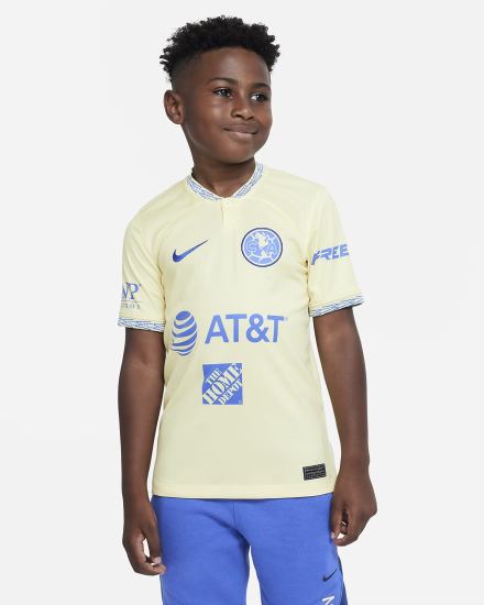 Jersey Nike Club América 2022/23 Stadium Home Kids Dri-FIT Soccer Niña Limón Azules | HYTOD-3082