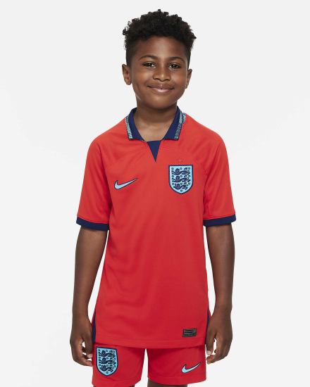 Jersey Nike England 2022/23 Stadium Away Kids Dri-FIT Soccer Niña Rojas Azules | CVKZO-5168