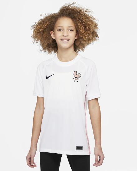 Jersey Nike FFF 2022 Stadium Away Kids Dri-FIT Soccer Niña Blancas Rosas Azules | ATIMF-2701