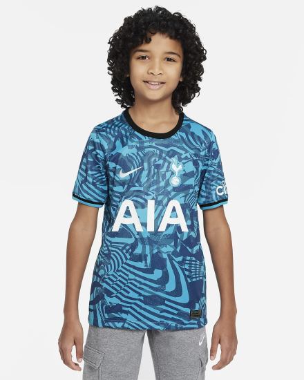 Jersey Nike Tottenham Hotspur 2022/23 Stadium Third Kids Dri-FIT Soccer Niña Turquesa Oscuro Negras Blancas | IOKCP-7254
