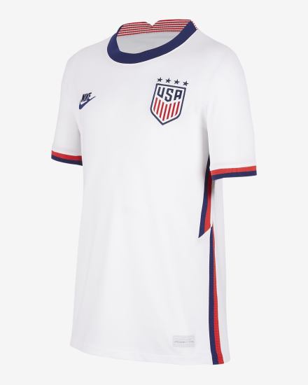 Jersey Nike U.S. 2020 Stadium Home Kids Soccer Niña Blancas Azules | BVINQ-5268