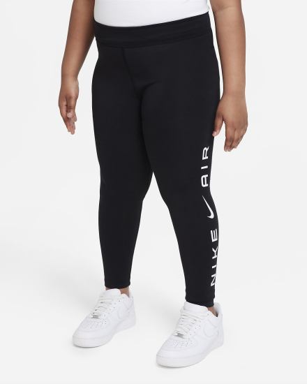 Leggins Nike Air Essential Kids Mid-Rise (Extended Size) Niña Negras | ZIMVJ-2863