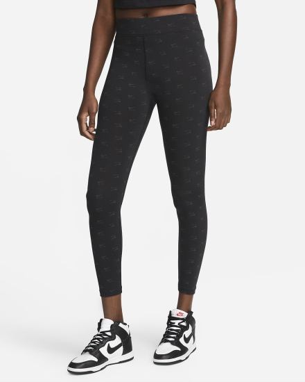 Leggins Nike Air High-Waisted Printed Mujer Negras Blancas | GZSER-9658