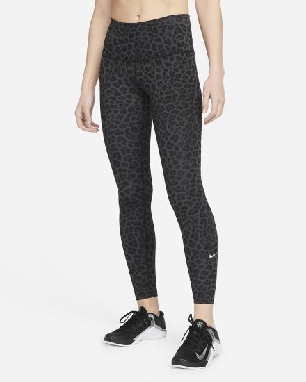 Leggins Nike Dri-FIT One High-Waisted Printed Mujer Gris Oscuro Blancas | NXPFO-7203