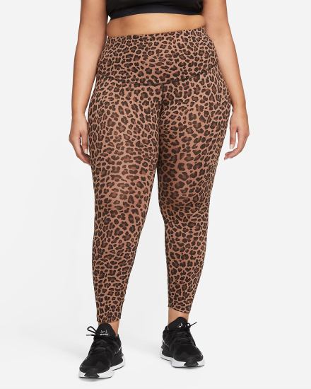 Leggins Nike Dri-FIT One High-Waisted Printed Mujer Marrones Blancas | QGCVE-3194