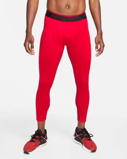 Leggins Nike Pro Dri-FIT 3/4 Hombre Rojas Negras | HPJUO-8412