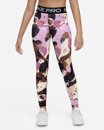 Leggins Nike Pro Dri-FIT Kids Niña Negras Blancas | DASKF-5483
