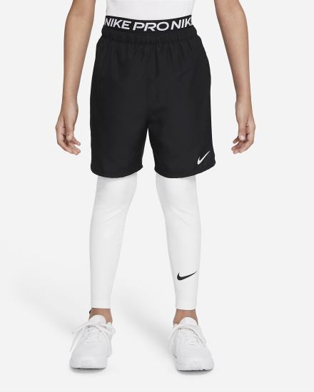 Leggins Nike Pro Dri-FIT Kids Niño Blancas Negras | TDFHO-6718