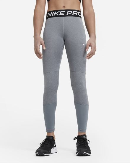 Leggins Nike Pro Kids Niña Gris Oscuro Blancas | VMYWX-0683