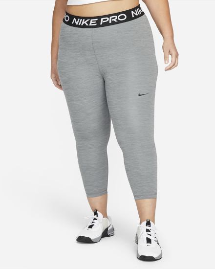 Leggins Nike Pro Mid-Rise Crop (Plus Size) Mujer Gris Negras | BFTDK-5386