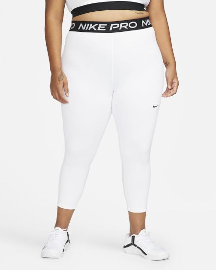 Leggins Nike Pro Mid-Rise Crop (Plus Size) Mujer Blancas Negras | CPEAX-8427