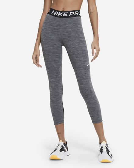 Leggins Nike Pro Mid-Rise Crop (Plus Size) Mujer Negras Blancas | HVICZ-0236
