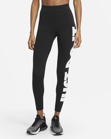 Leggins Nike Sportswear Essential High-Waisted Estampadas (Plus Size) Mujer Negras Blancas | OMBWE-8539