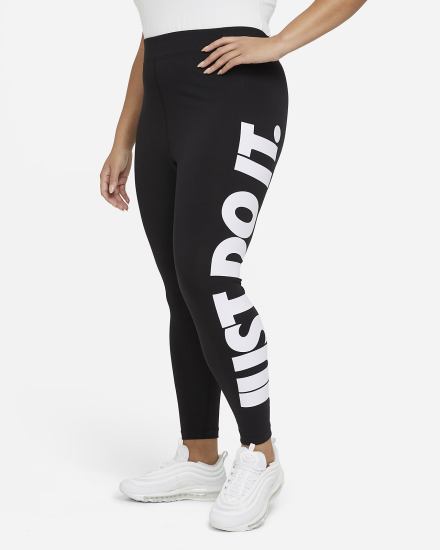 Leggins Nike Sportswear Essential High-Waisted Estampadas (Plus Size) Mujer Negras Blancas | TXBGZ-0851