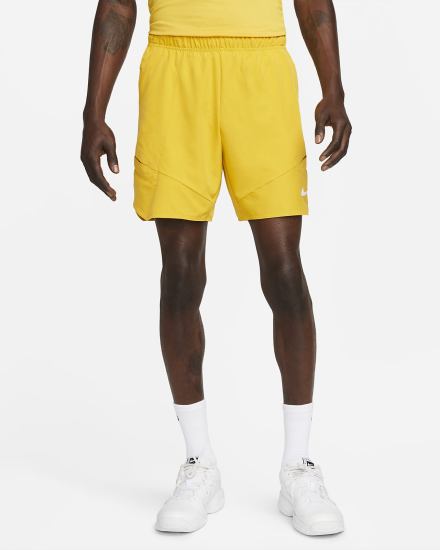 Pantalones Cortos Nike Court Dri-FIT Advantage 7" Tennis Hombre Amarillo Negras Blancas | PVMSI-0839