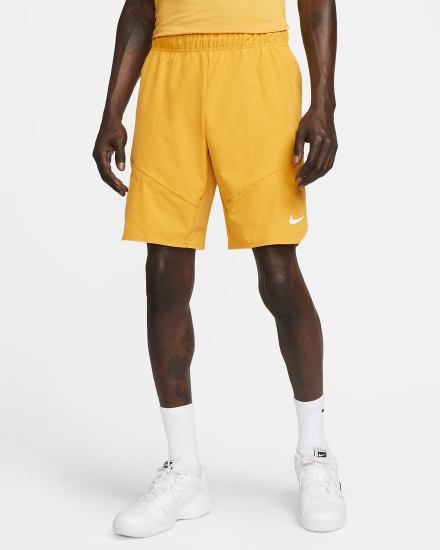 Pantalones Cortos Nike Court Dri-FIT Advantage Tennis Hombre Amarillo Negras Blancas | RHIDZ-0291