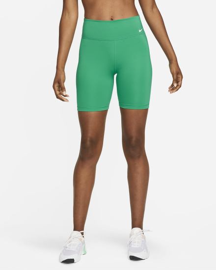 Pantalones Cortos Nike One Mid-Rise 7" Bike Mujer Verde Blancas | OGBUP-7450