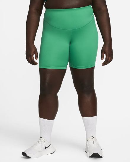 Pantalones Cortos Nike One Mid-Rise 7" Bike Mujer Verde Blancas | PVHMQ-3251