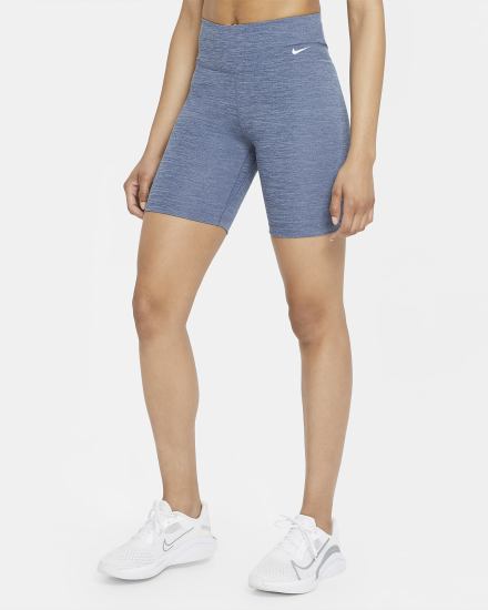 Pantalones Cortos Nike One Mid-Rise 7" Bike Mujer Azul Marino Blancas | TQGCZ-5076