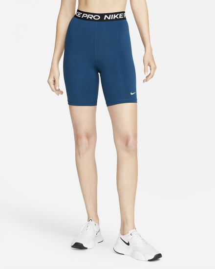 Pantalones Cortos Nike Pro 365 High-Waisted 7" Mujer Azules Negras Blancas | BFHQA-2180