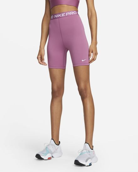 Pantalones Cortos Nike Pro 365 High-Waisted 7" Mujer Burdeos Claro Blancas | BOJAN-3286