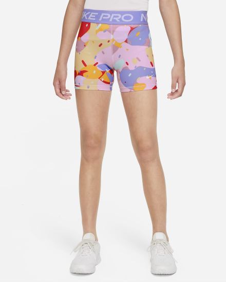 Pantalones Cortos Nike Pro Dri-FIT Kids 3" Niña Blancas | LUMJR-0814