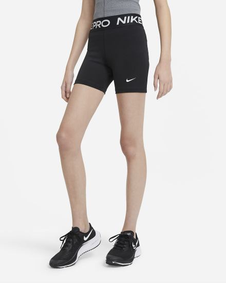 Pantalones Cortos Nike Pro Kids 3" Niña Negras Blancas | RZXOU-3902