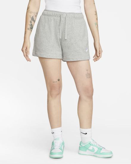 Pantalones Cortos Nike Sportswear Club Fleece Mid-Rise Mujer Gris Oscuro Blancas | BGHWD-3450