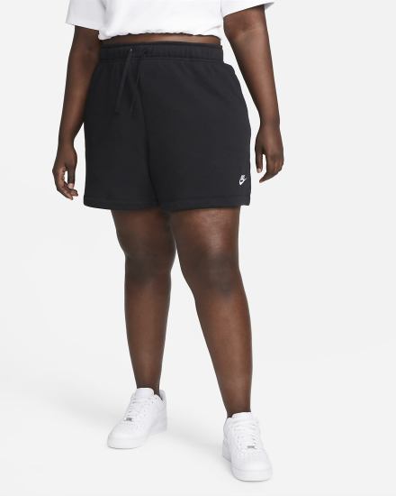 Pantalones Cortos Nike Sportswear Club Fleece Mid-Rise Mujer Negras Blancas | DOQPJ-4128