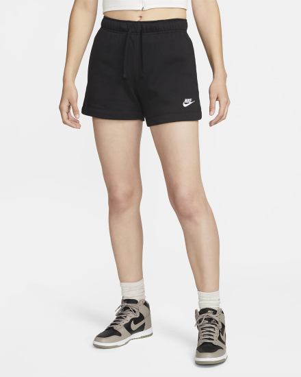 Pantalones Cortos Nike Sportswear Club Fleece Mid-Rise Mujer Negras Blancas | GWUCJ-2109