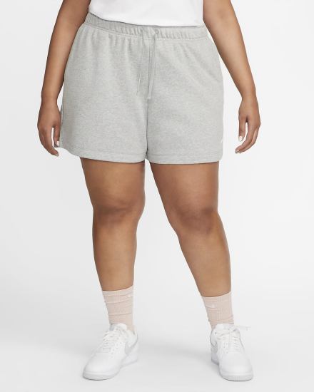 Pantalones Cortos Nike Sportswear Club Fleece Mid-Rise Mujer Gris Oscuro Blancas | ZRASF-3217