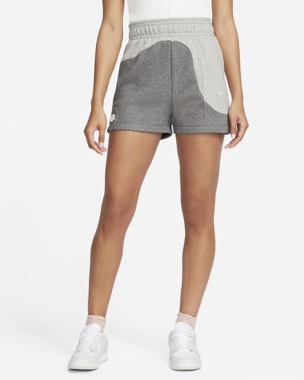 Pantalones Cortos Nike Sportswear Color Clash Fleece Mujer Gris Oscuro | VBZEJ-0168