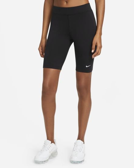 Pantalones Cortos Nike Sportswear Essential Mid-Rise Bike Mujer Negras Blancas | EOFKA-5169