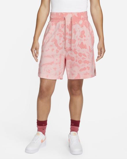 Pantalones Cortos Nike Sportswear High-Waisted Cloud-Dye Mujer Rojas Claro Blancas | IUOGD-3046