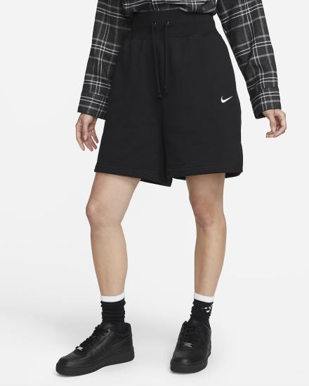 Pantalones Cortos Nike Sportswear Phoenix Fleece High-Waisted Loose-Fit Mujer Negras | KBARU-3816