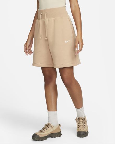 Pantalones Cortos Nike Sportswear Phoenix Fleece High-Waisted Loose-Fit Mujer Beige | MHAJI-7041