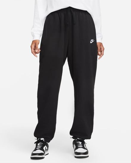 Pantalones Deportivos Nike Sportswear Club Fleece Mid-Rise Oversized Mujer Negras Blancas | SIJDU-2945