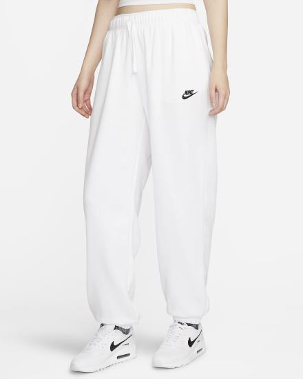 Pantalones Deportivos Nike Sportswear Club Fleece Mid-Rise Oversized Mujer Blancas Negras | SUDMC-2367