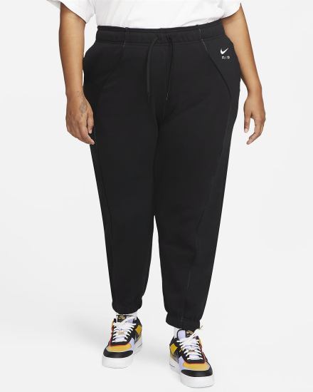 Pantalones Jogger Nike Air Mid-Rise Fleece Mujer Negras Blancas | NTUEY-9470