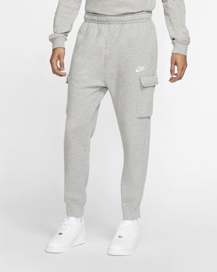 Pantalones Nike Sportswear Club Fleece Cargo Hombre Gris Oscuro Plateadas Blancas | OVJLM-0193